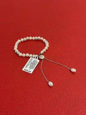 Macy's Pearl and Silver Bead Adjustable Bracelet